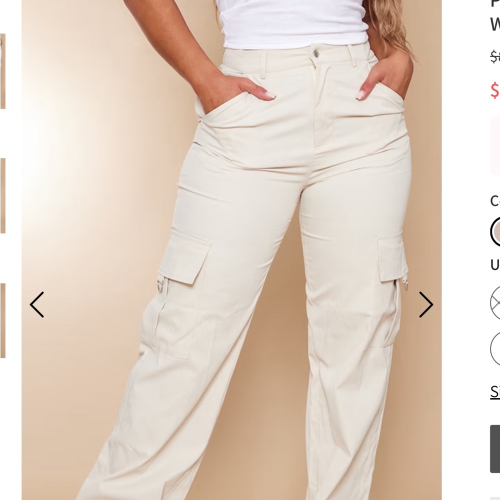 Women's Cream Cargo Pants